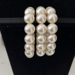 Chunky Faux Pearl Bracelet Stack of 3